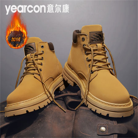 意尔康雪地靴男款冬季加绒加厚保暖棉鞋男士工装大黄靴增高马丁靴