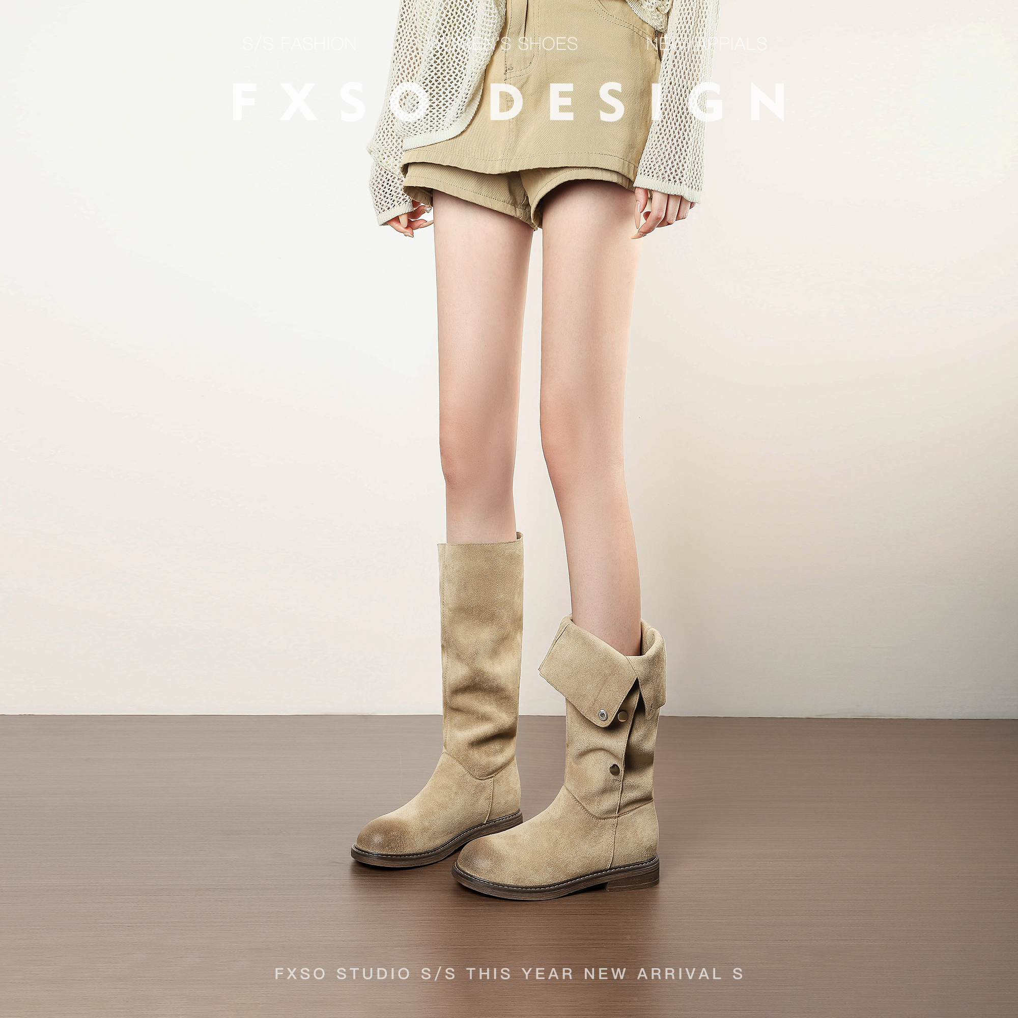 真皮版方巷大叔吴千语同款两穿马丁靴2025西部长筒靴堆堆靴女靴子主图