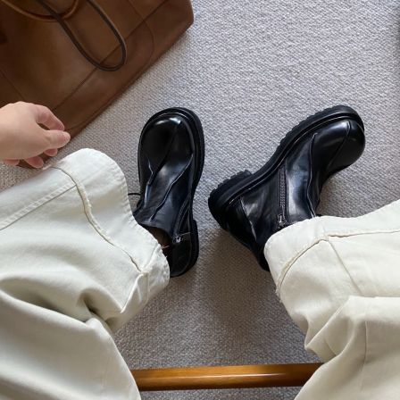 马丁靴男士秋冬款做旧大头德比鞋高帮情侣侧拉链户外黑色机车靴子