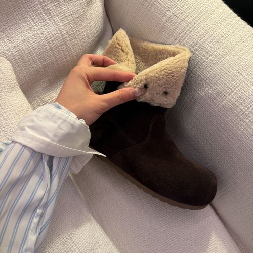 小发喵「绒暖奢境羊羔毛堆堆靴｜冬日摩登腔调随性掌控风尚感」主图