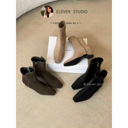 【王11】短|长 两个版本 法式简约百搭通勤弹力长女靴 5.5CM/荨编