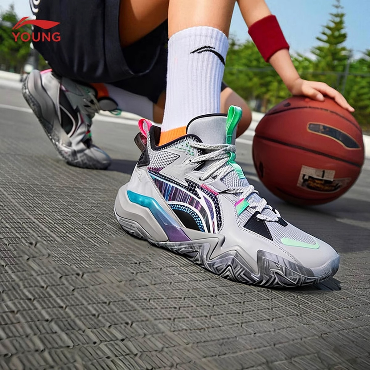 李宁儿童专业篮球鞋男童怒放2025秋季新款中大童青少年实战运动鞋主图