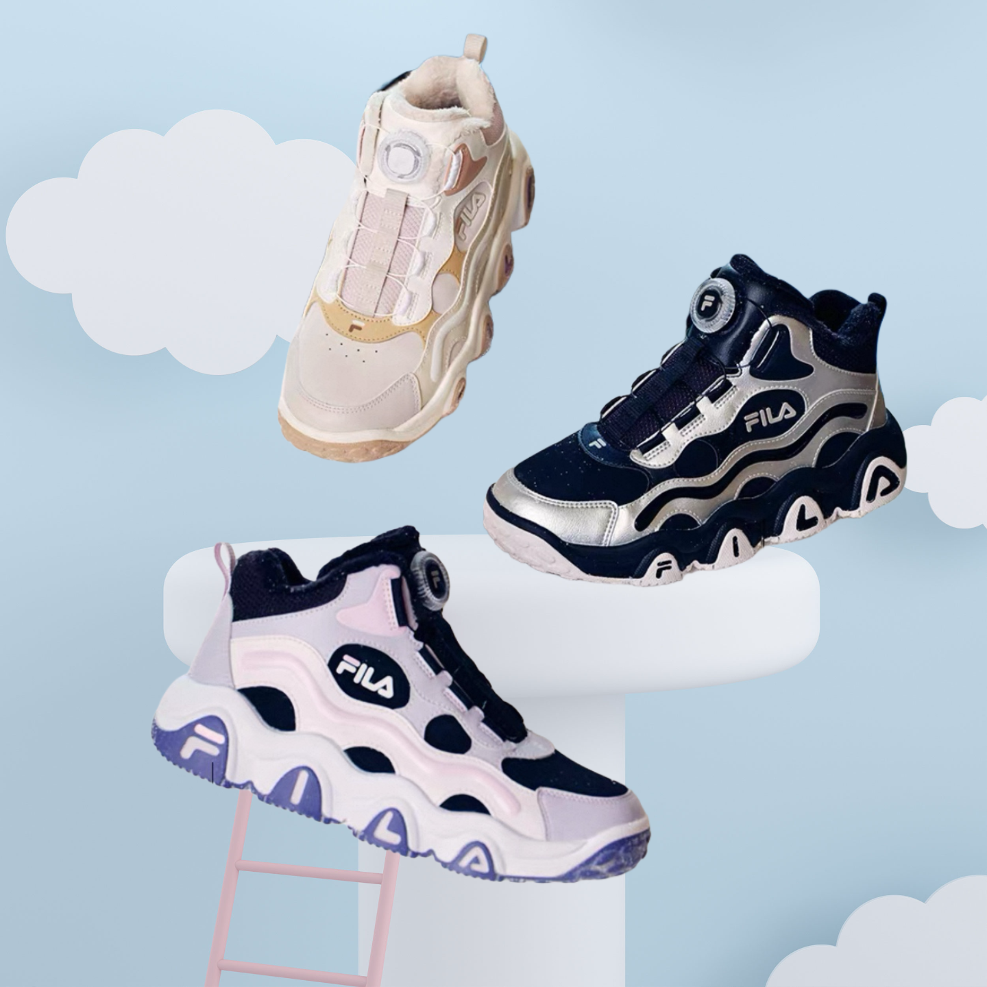 FILA斐乐儿童棉鞋2025冬款男女大童旋钮加绒保暖二棉鞋K55B543902主图