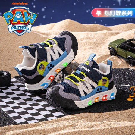 汪汪队烁灯款宝宝鞋2025年秋季新款简约拼色软底耐磨中小童暴走鞋