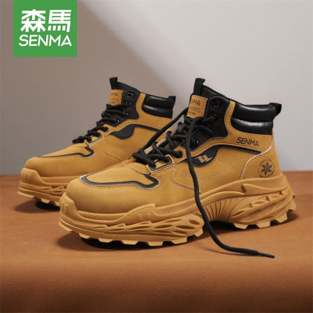 森马马丁靴男鞋2025新款秋季高帮复古工装大黄靴子男士户外登山鞋