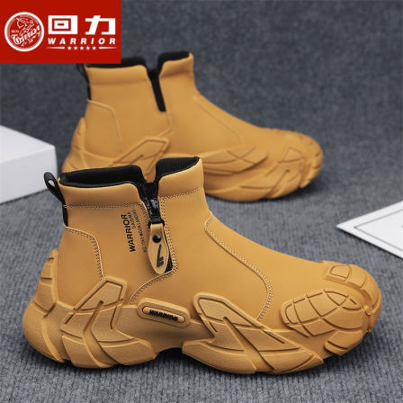 回力秋季新款男鞋高帮英伦风复古工装靴户外登山运动大黄靴马丁靴