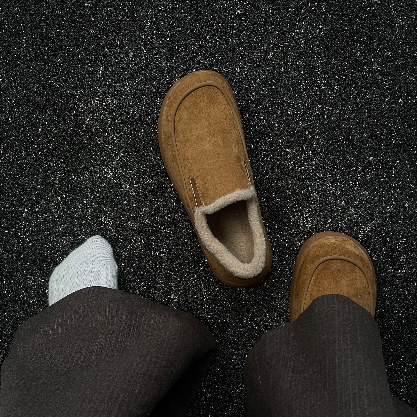 冬季2025新款加绒加厚雪地靴男士棉鞋懒人一脚蹬小土豆懒人勃肯鞋主图