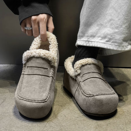 冬季雪地靴男加绒加厚懒人一脚蹬休闲穆勒小土豆厚底休闲勃肯棉鞋