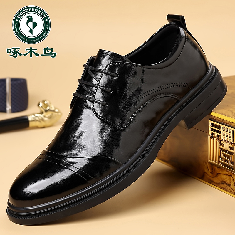 啄木鸟皮鞋男鞋真皮新款透气商务正装鞋子男士休闲防滑软皮爸爸鞋主图