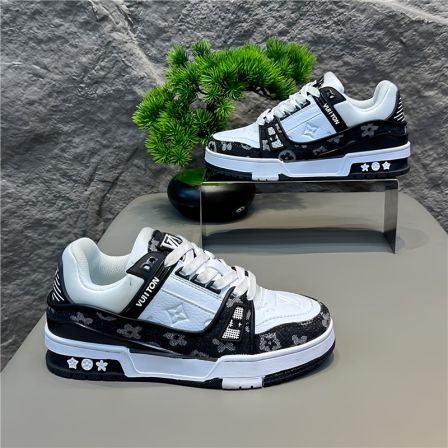 莆田男鞋秋季国潮青少年学生原创设计皮面运动休闲百搭小白滑板鞋