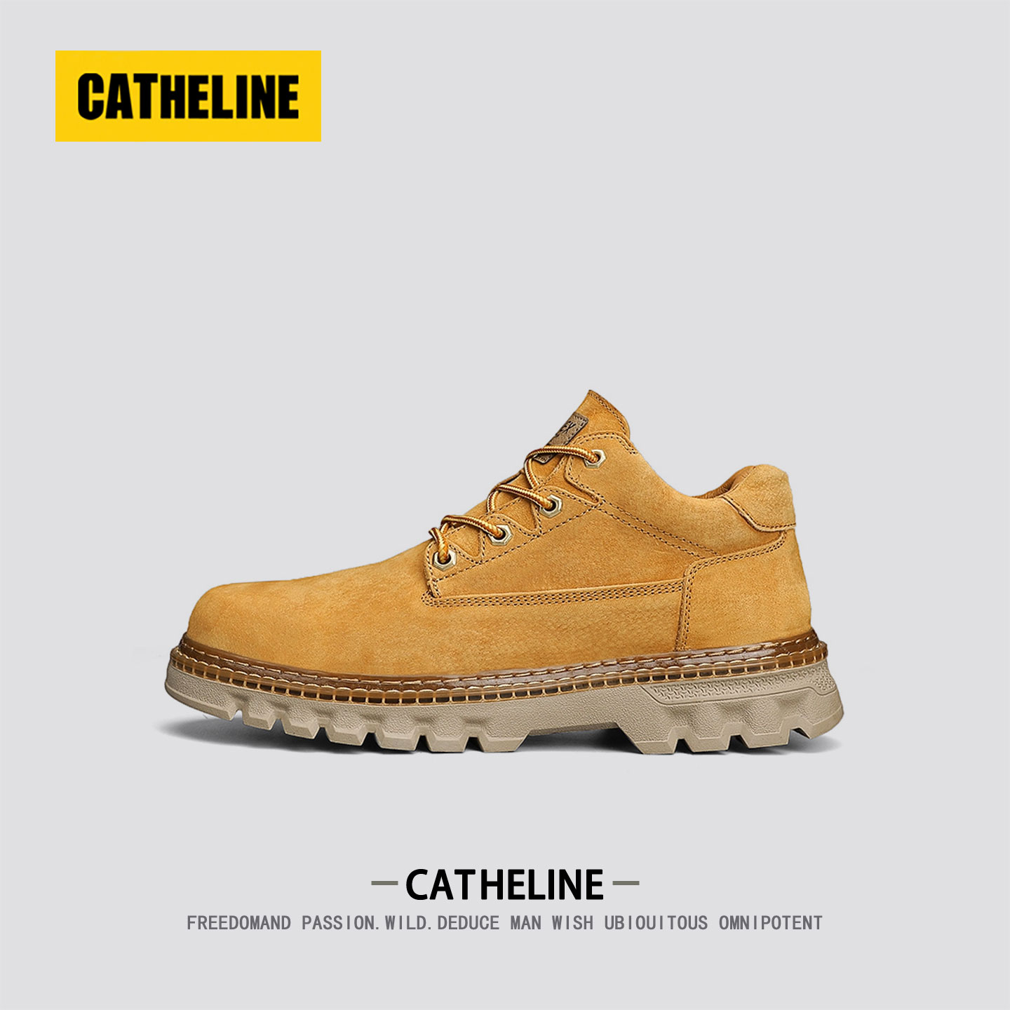 美国CATheline25秋季马丁靴男款真皮复古登山工装靴厚底大黄靴子主图