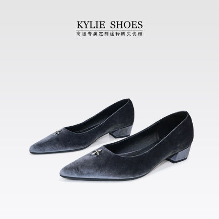 跟高3cm高货！进口丝绒+小羊皮尖头浅口单鞋气质通勤百搭10.10