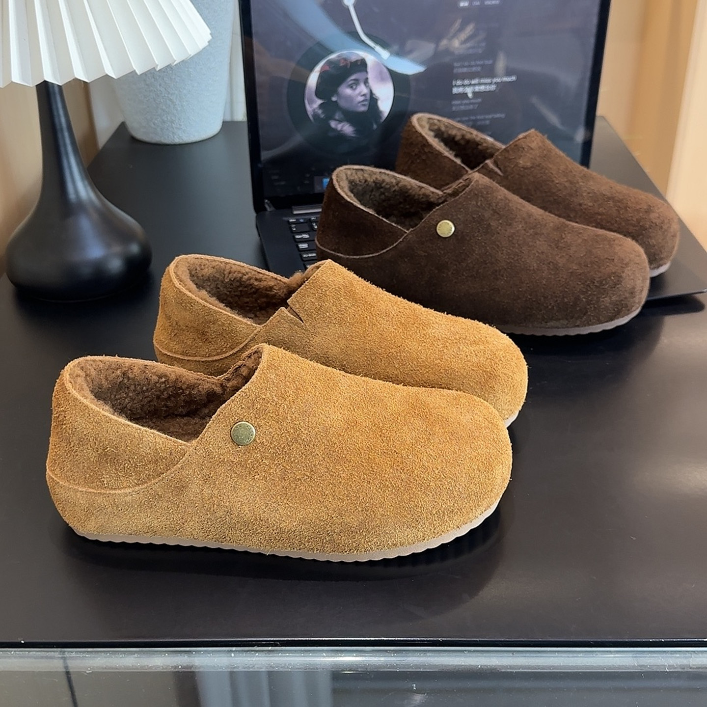 全包两穿小土豆懒人勃肯鞋冬季加绒加厚2025新款软底软面勃肯棉鞋主图