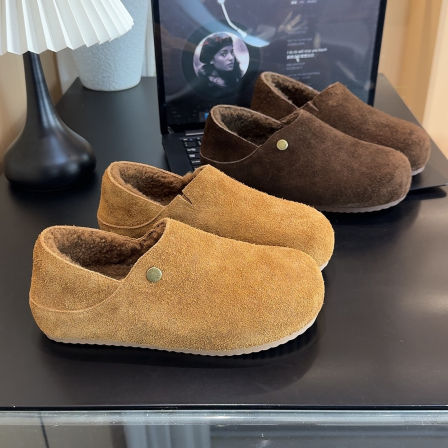 全包两穿小土豆懒人勃肯鞋冬季加绒加厚2025新款软底软面勃肯棉鞋