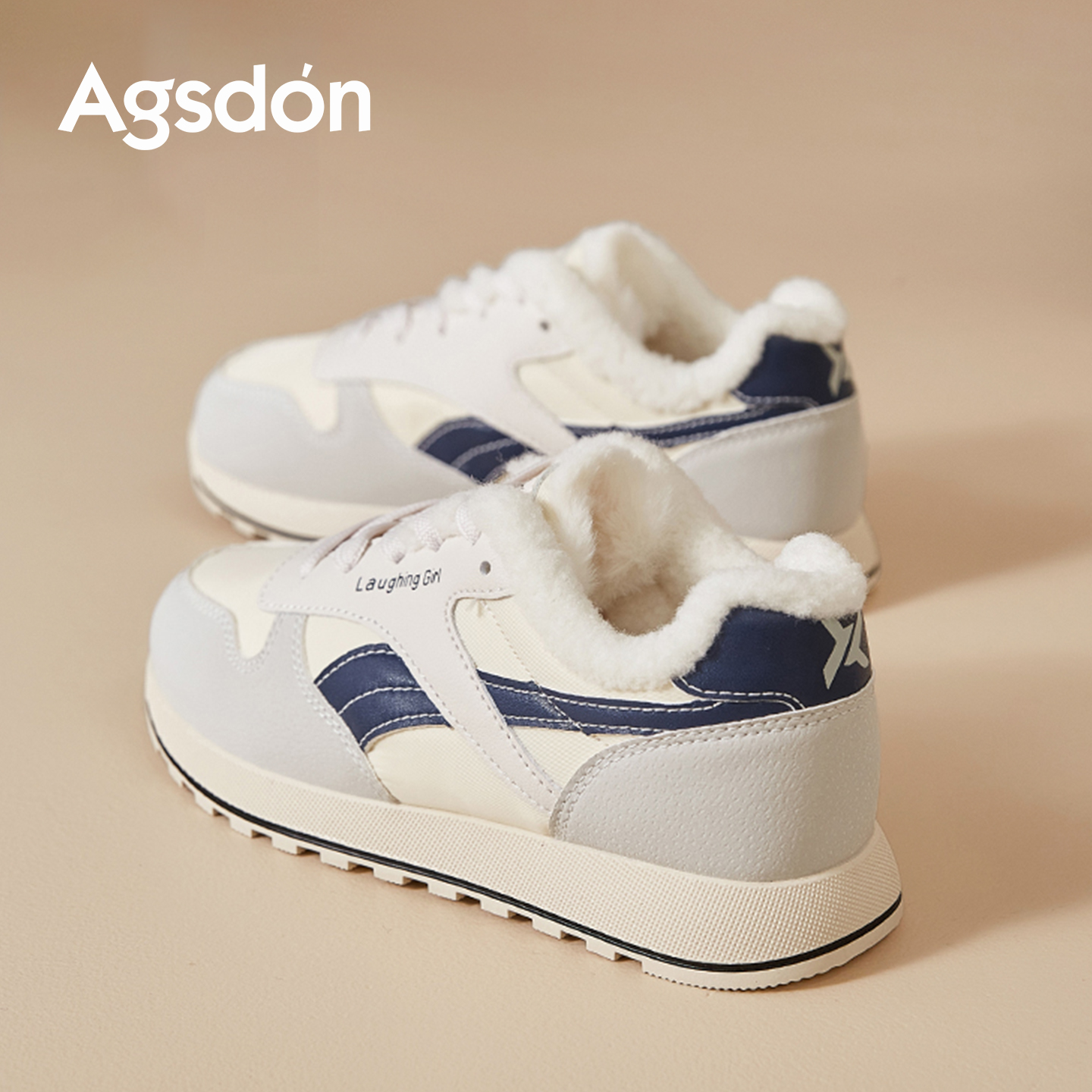 加绒德训鞋女2025新款冬季巨好看阿甘小白运动板鞋厚底保暖雪地靴主图