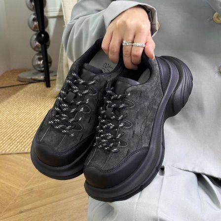 SGIRLTWTW秋冬季厚底增高老爹鞋女复古克百搭运动鞋面包轻便单鞋