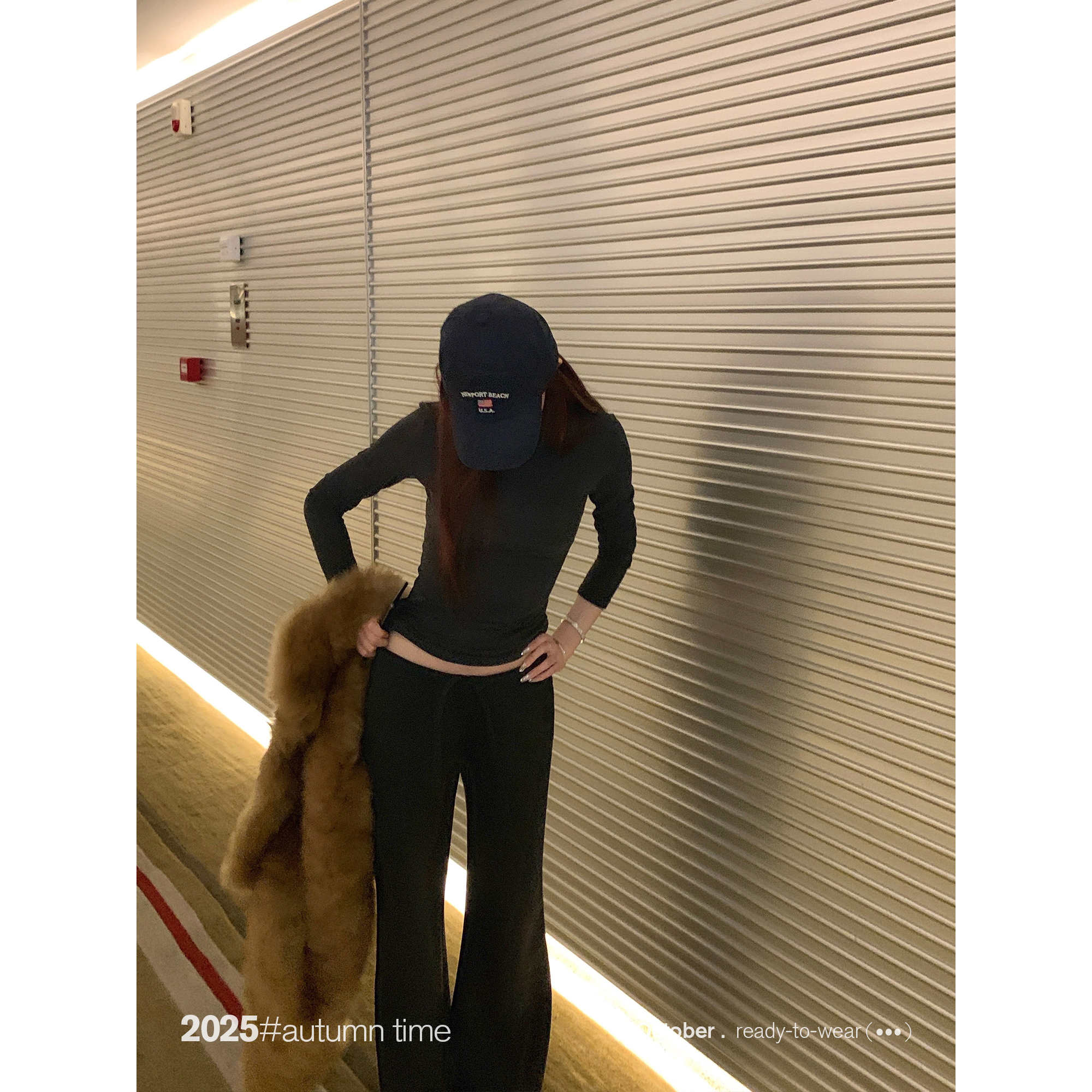 SUNONEONE 韩系修身休闲套装女秋季长袖打底上衣低腰休闲裤两件套主图