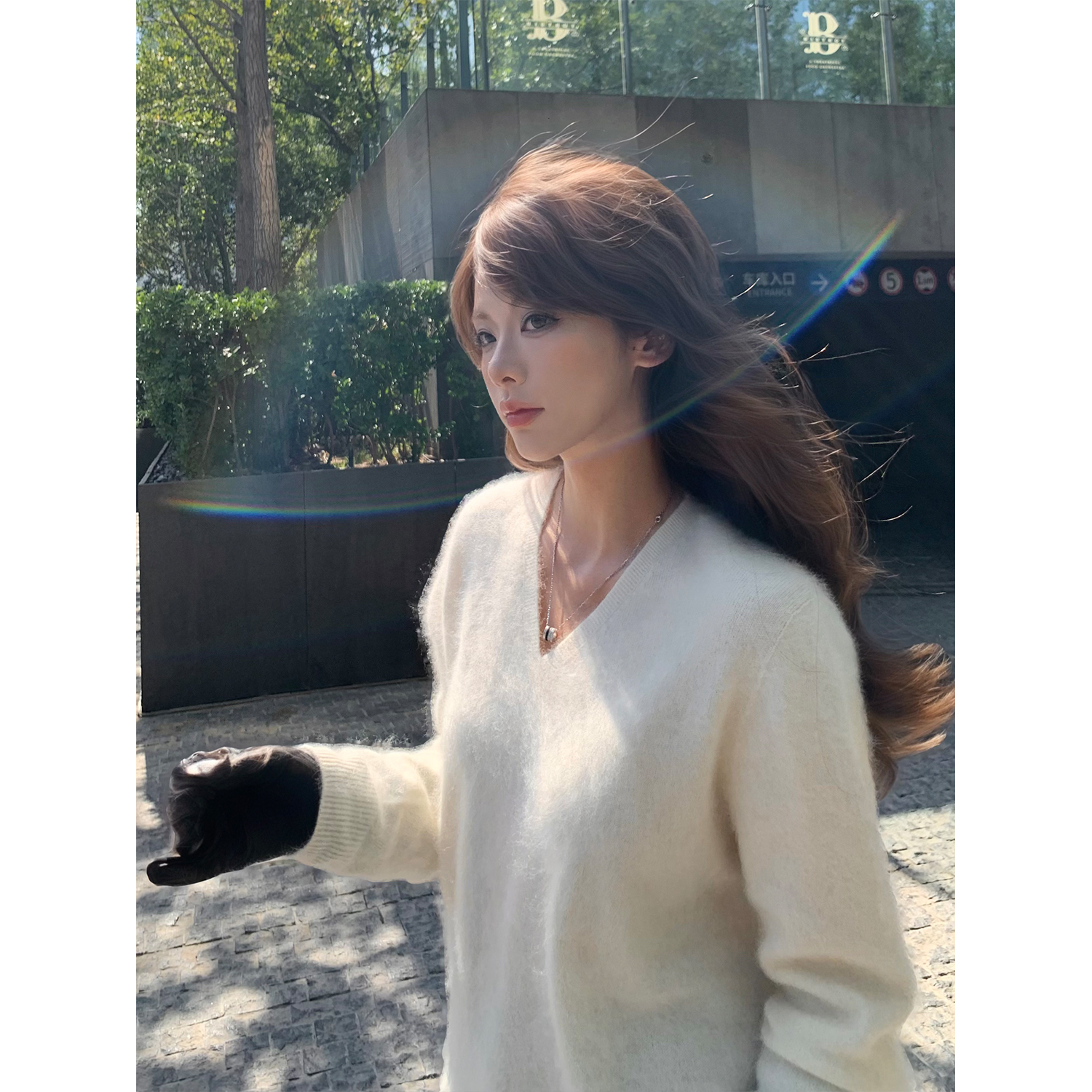 十三忻 拉毛山羊绒毛衣秋冬女 贴肤不扎慵懒高级感含绵羊毛桑蚕丝主图