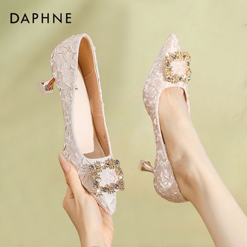 达芙妮2025时尚浅口高跟鞋气质水钻网红性感尖头细跟百搭宴会单鞋主图