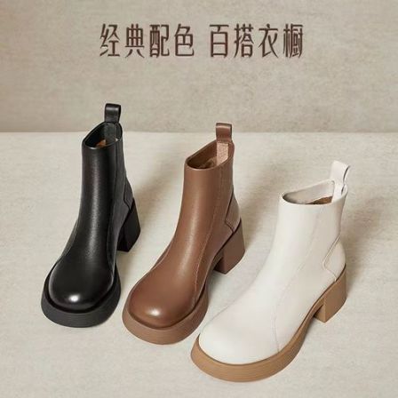 【奶皮靴】天美意流光风冬新款厚底增高百搭短靴女切尔西靴KYP02DD4