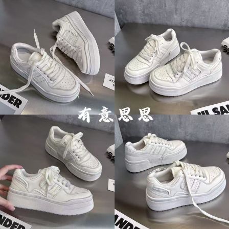 有意思思女鞋“脏脏小白鞋”加绒小白鞋女款2025爆款厚底休闲女鞋