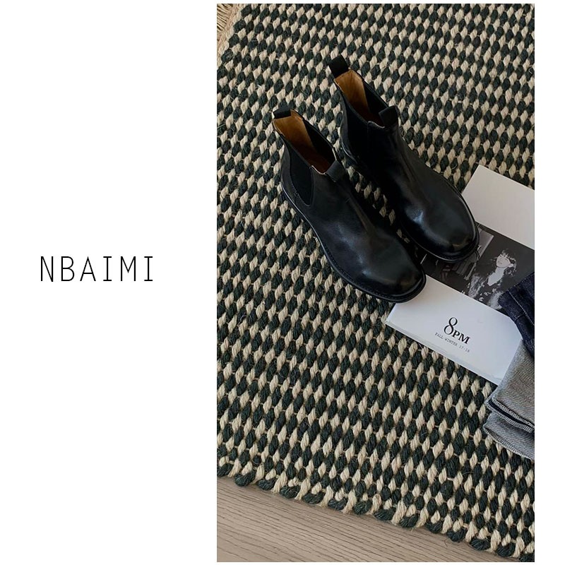 皮靴 百搭复古光版真皮尖头瘦腿平跟短靴主图