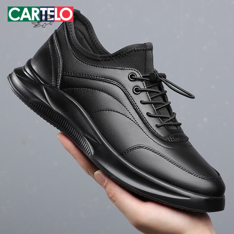 卡帝乐鳄鱼男鞋春秋季新款真皮软底爸爸皮鞋男士一脚蹬加绒休闲鞋主图