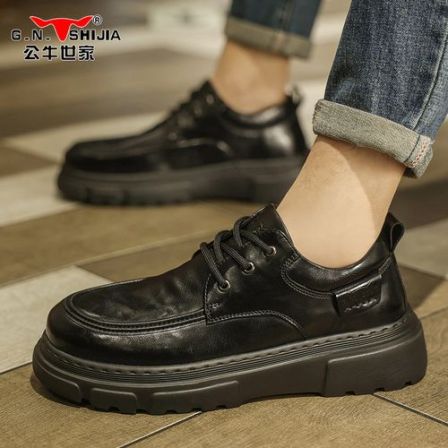 公牛世家男鞋秋季爸爸鞋正装商务休闲德比皮鞋时尚增高新郎结婚鞋