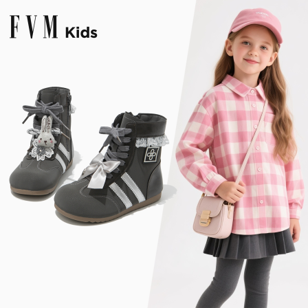 FVM女童靴子儿童公主马丁短靴2025秋冬季新款女孩拳击德训小皮靴