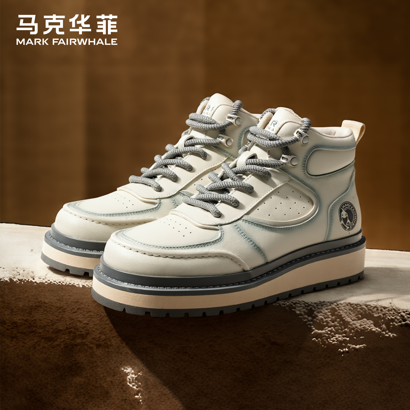 马克华菲保暖马丁靴男款2025新款冬季白色工装靴棉鞋男英伦靴子男主图