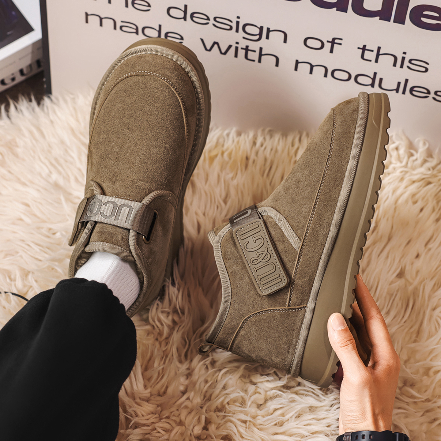 新款雪地靴男士加绒加厚保暖棉鞋防水防滑户外零下40°防寒面包鞋主图