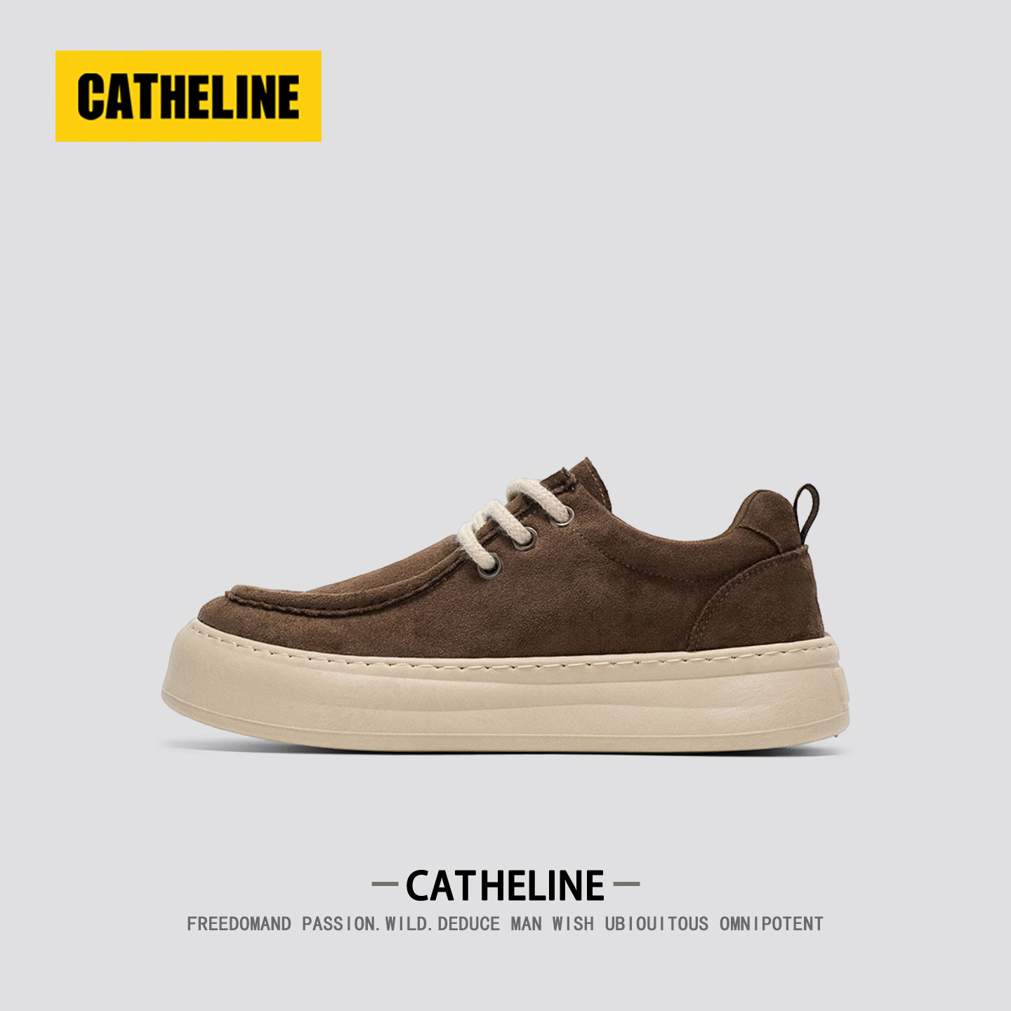 美国CATheline复古袋鼠鞋男款秋季老钱风休闲鞋男士翻毛皮乐福鞋主图