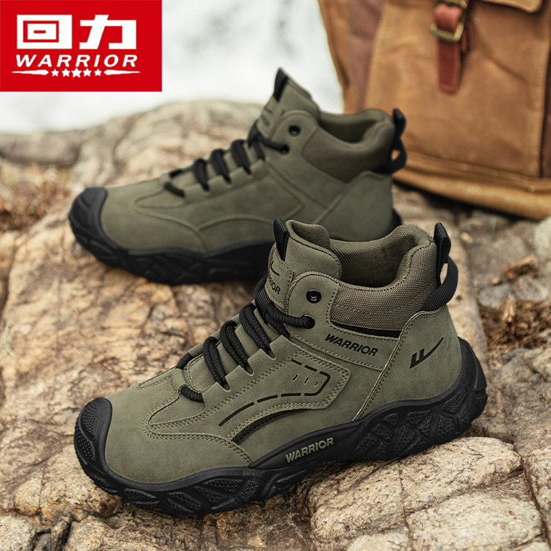 回力男鞋2025新款秋季户外徒步登山高帮运动防滑耐磨防水马丁潮靴主图