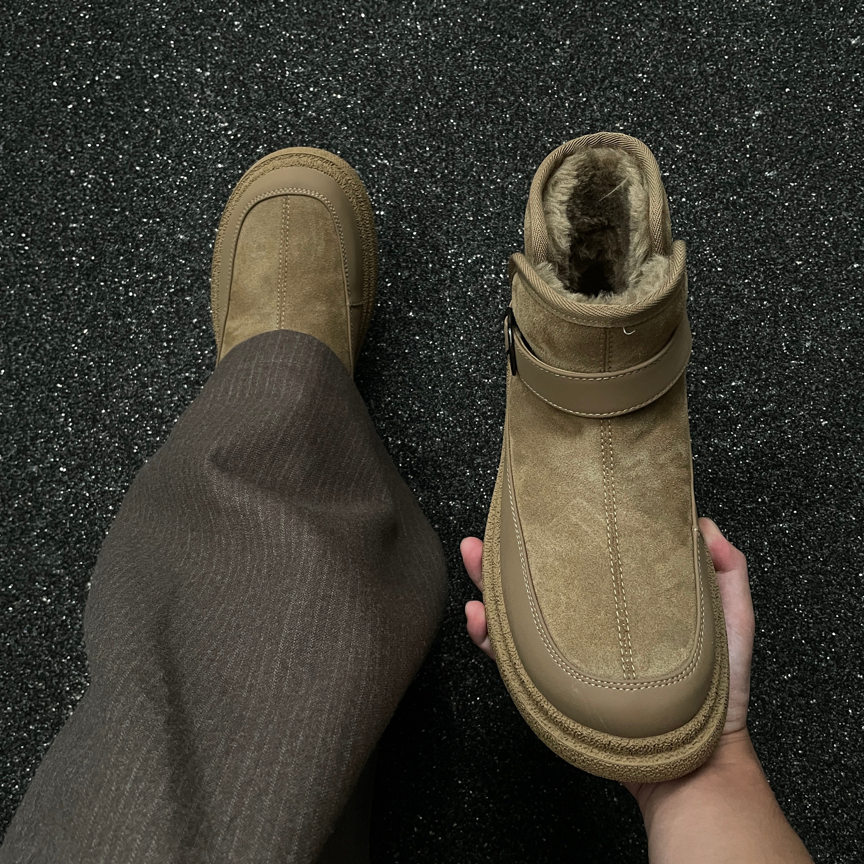 雪地靴男士冬季新款真皮加绒保暖高帮厚底防滑皮毛一体东北大棉鞋主图