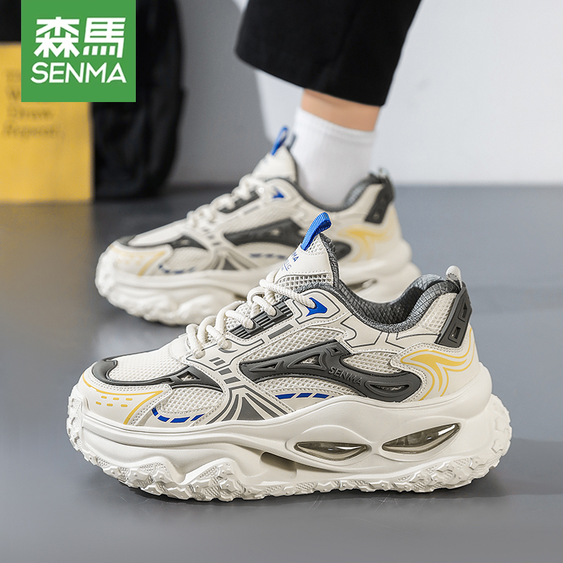 森马男鞋秋季新款潮流软底防滑运动鞋男士高级厚底增高跑步休闲鞋主图