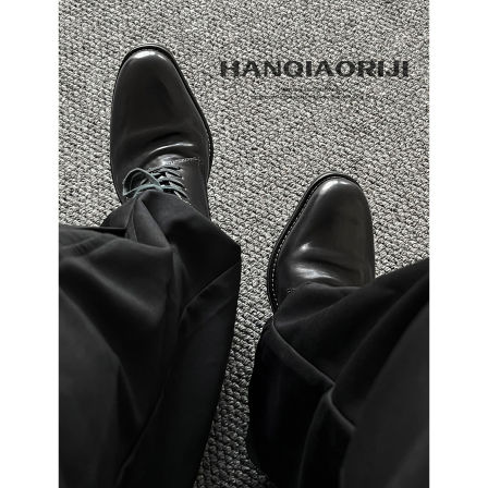 韩桥日记[黑血系列]"芒果头"水洗马皮尖头德比鞋增高翘头通勤皮鞋