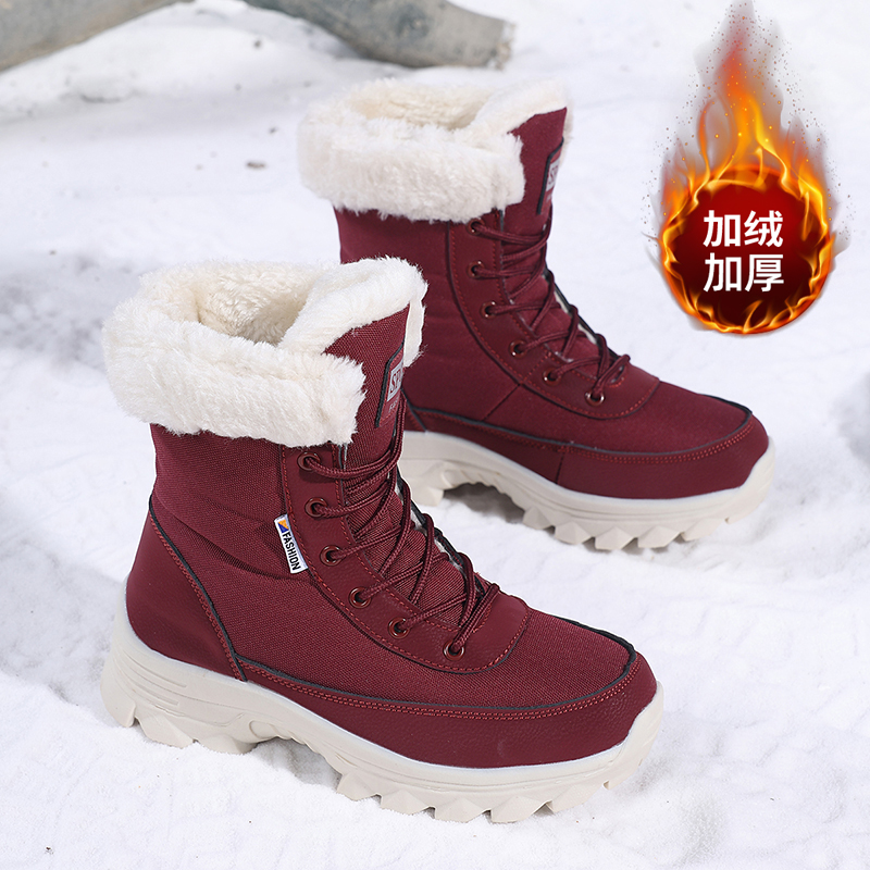 张凯丽雪地靴女款2025新款冬季加绒妈妈鞋外穿防滑东北特厚大棉鞋主图