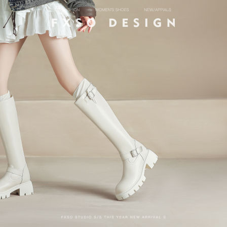 真皮方巷2025秋冬新款显瘦复古骑士马丁靴女爆款皮带扣高筒靴女款