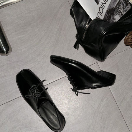 【购物分享系列】复古方头可踩跟系带皮鞋 DDAN韩代 韩国正品直邮