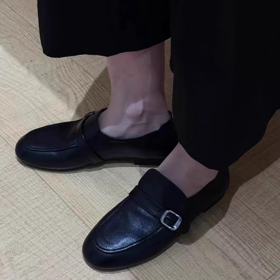 MFX 全羊皮手工女鞋2025四季真皮圆头平底乐福鞋单鞋 33-111主图