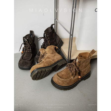 「妙侣」百变美眉~厚底马丁靴2025年新款丑萌大头鞋系带短筒靴子