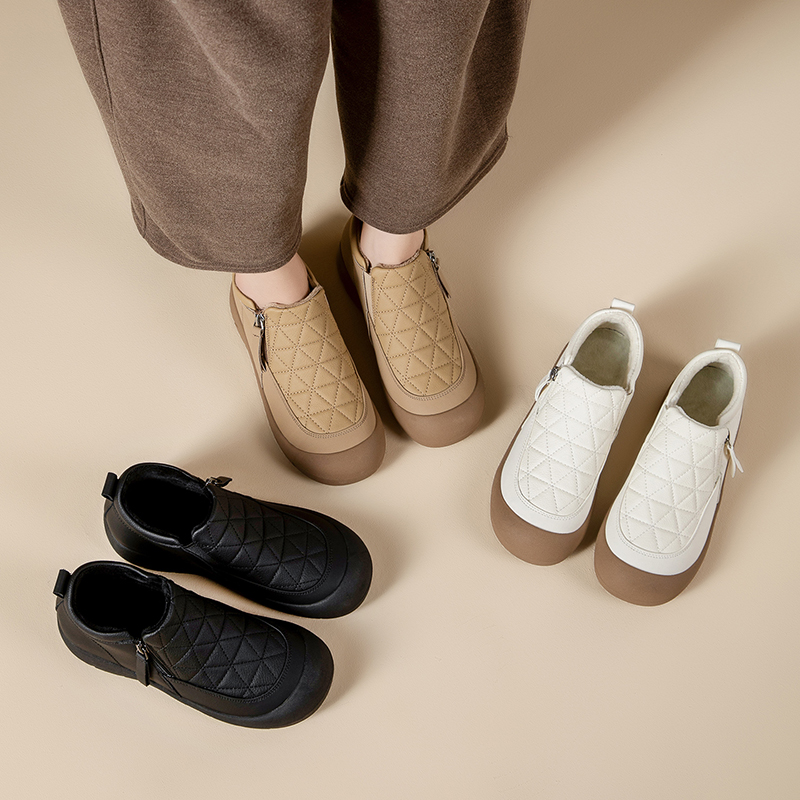 不累脚防滑妈妈鞋棉鞋加绒保暖雪地靴舒适中老年短靴女鞋子秋冬款主图