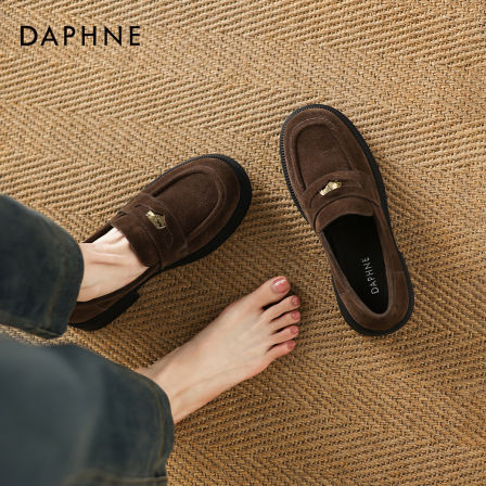 达芙妮厚底乐福鞋女2025新款秋季英伦老钱风女鞋一脚蹬软底单鞋子