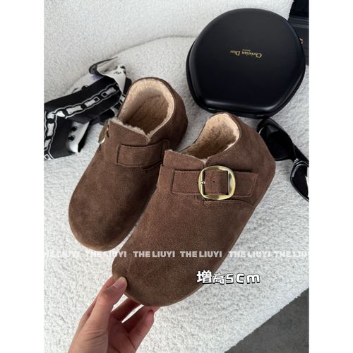 【LIUYI】复古内增高保暖皮扣圆头勃肯鞋2830主图