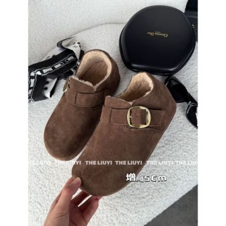 【LIUYI】复古内增高保暖皮扣圆头勃肯鞋2830