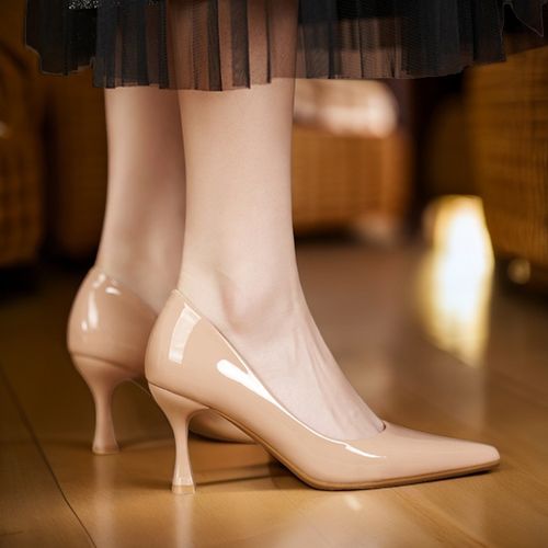 【护趾棉】气质高跟鞋女2025早秋新款高级轻奢漆皮细跟尖头百搭单鞋主图