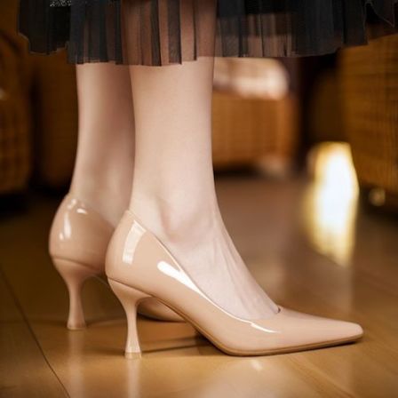 【护趾棉】气质高跟鞋女2025早秋新款高级轻奢漆皮细跟尖头百搭单鞋