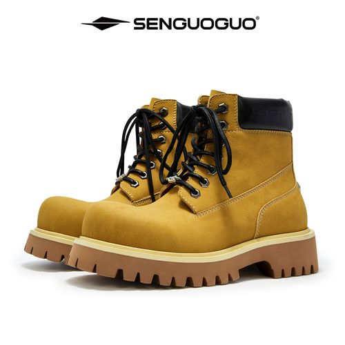 森果果 经典款厚底大黄靴男高帮2024早秋大头真皮大黄蜂马丁靴子主图