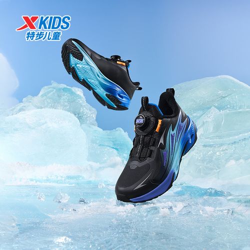 【龙翼加绒】特步儿童冬季旋钮跑鞋大童防水软底运动鞋675415379522主图
