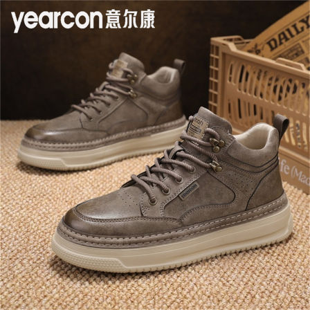 意尔康马丁靴男2025新款冬季厚底英伦中帮皮鞋男士休闲板鞋高级感